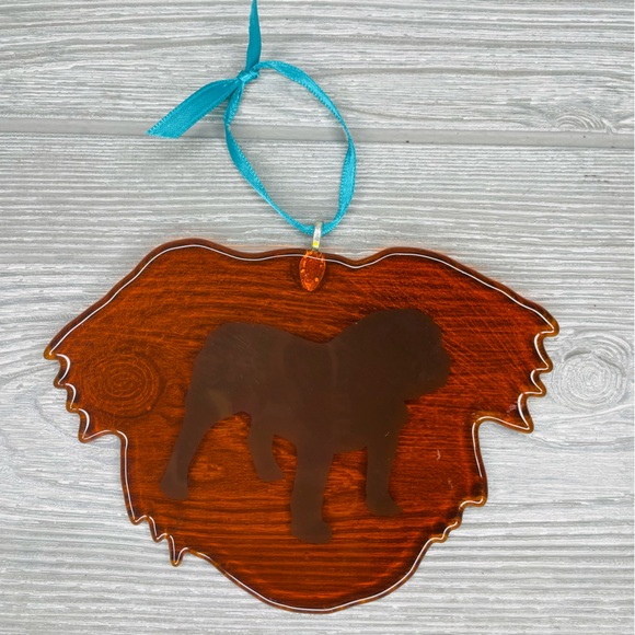 Stained glass sun catcher bull dog coaster decoration orniment handmade art - Picture 1 of 5